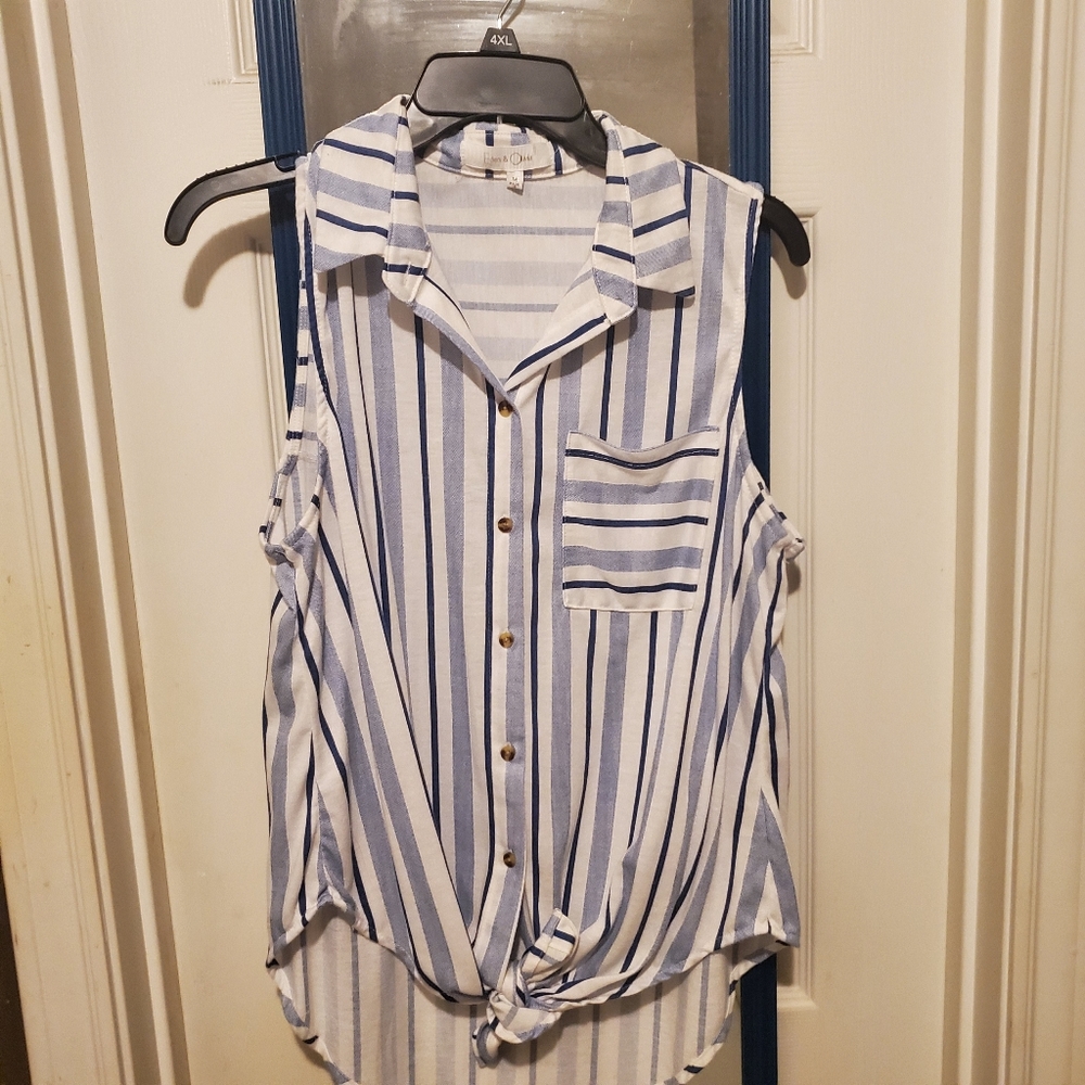 Blue and White Summer Blouse